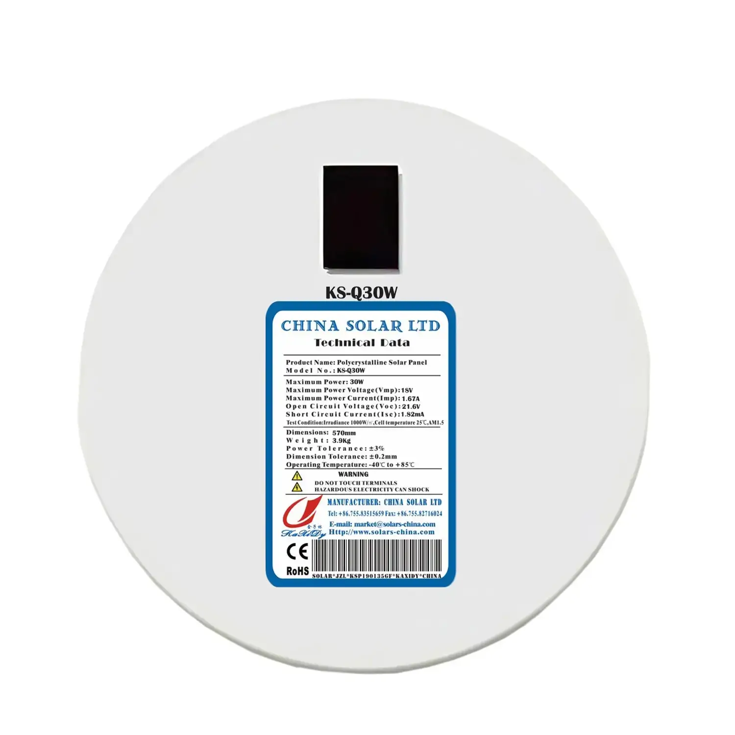 Yuvarlak Fotovoltaik Panelleri 30W